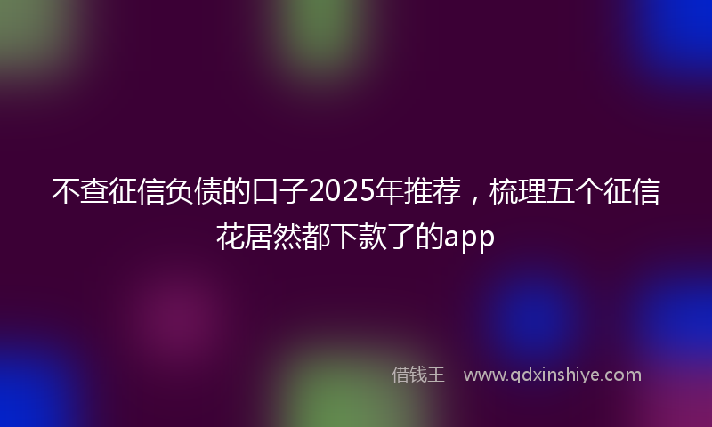 不查征信负债的口子2025年推荐，梳理五个征信花居然都下款了的app