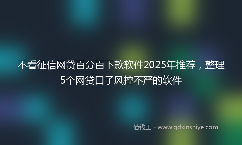 不看征信网贷百分百下款软件2025年推荐，整理5个网贷口子风控不严的软件