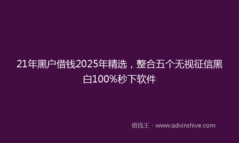 21年黑户借钱2025年精选，整合五个无视征信黑白100%秒下软件