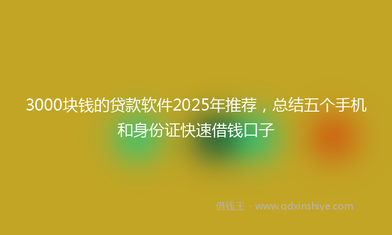 3000块钱的贷款软件2025年推荐，总结五个手机和身份证快速借钱口子