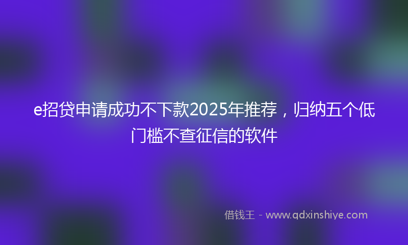 e招贷申请成功不下款2025年推荐，归纳五个低门槛不查征信的软件