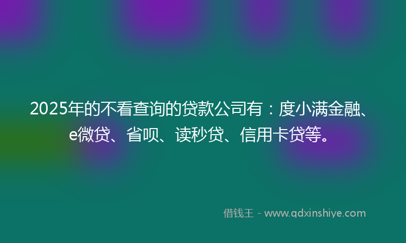 2025年的不看查询的贷款公司有：度小满金融、e微贷、省呗、读秒贷、信用卡贷等。