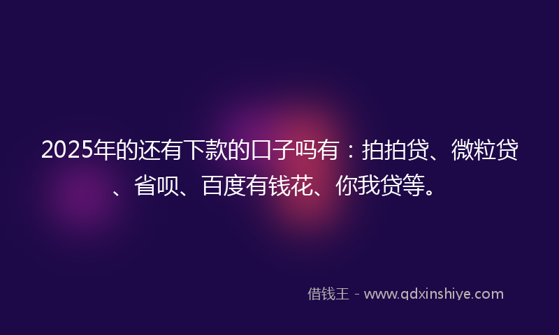 2025年的还有下款的口子吗有：拍拍贷、微粒贷、省呗、百度有钱花、你我贷等。
