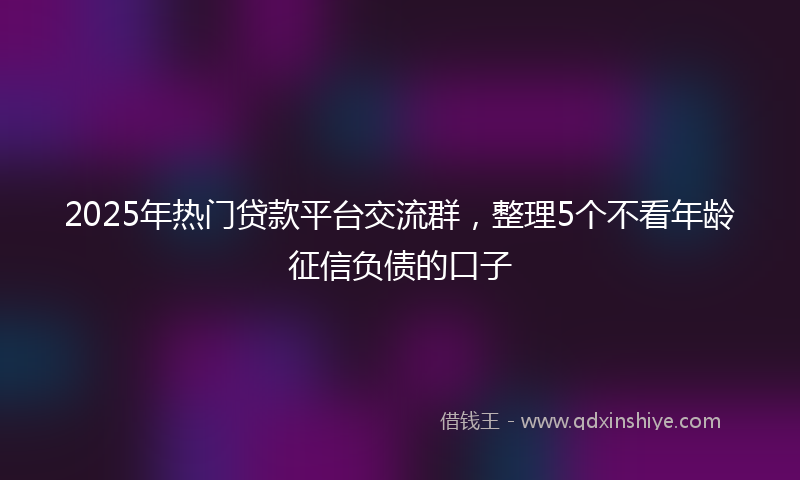 2025年热门贷款平台交流群，整理5个不看年龄征信负债的口子