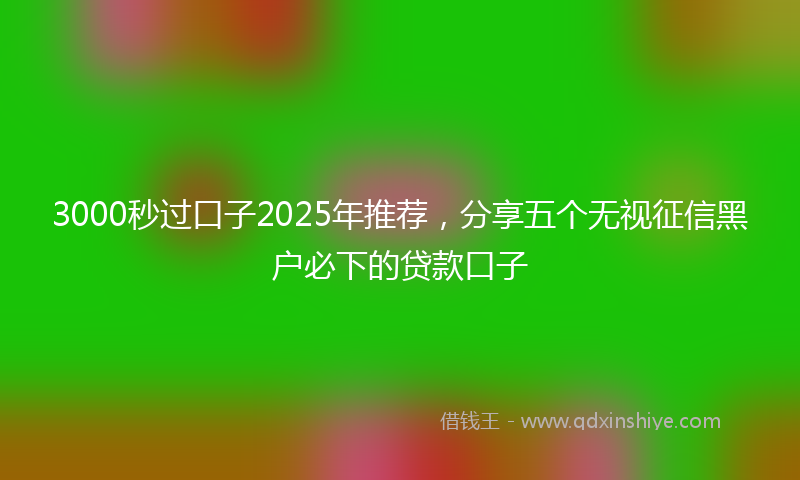 3000秒过口子2025年推荐，分享五个无视征信黑户必下的贷款口子