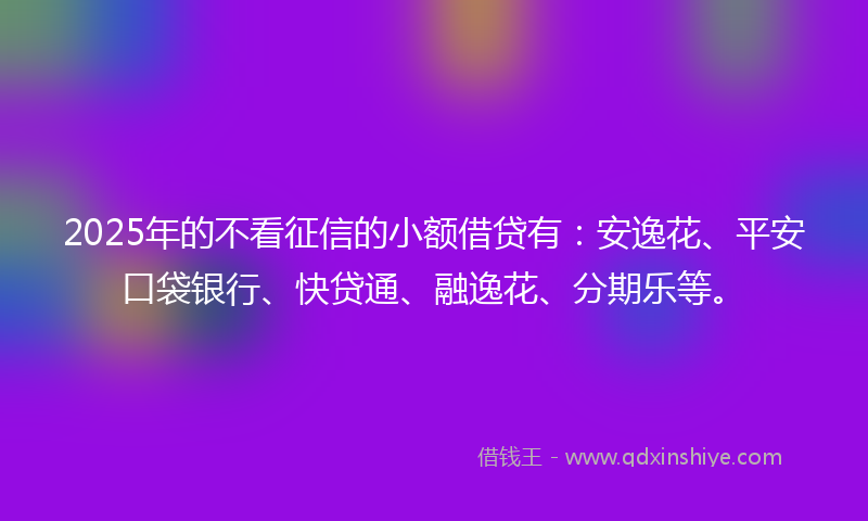 2025年的不看征信的小额借贷有：安逸花、平安口袋银行、快贷通、融逸花、分期乐等。