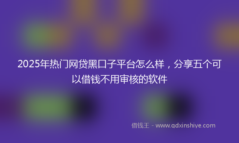 2025年热门网贷黑口子平台怎么样，分享五个可以借钱不用审核的软件