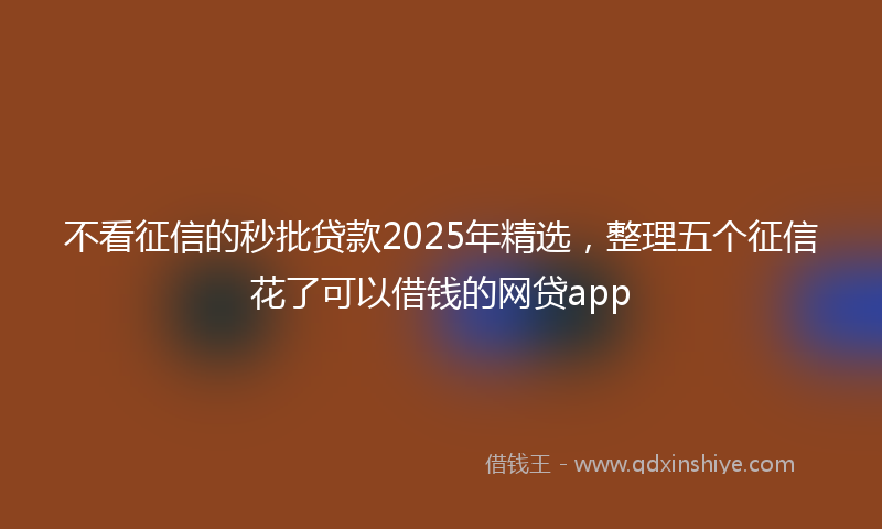 不看征信的秒批贷款2025年精选，整理五个征信花了可以借钱的网贷app
