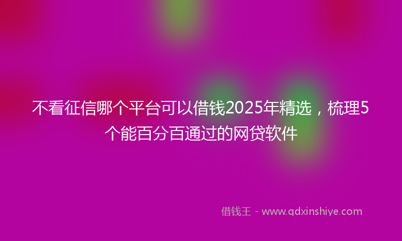 不看征信哪个平台可以借钱2025年精选，梳理5个能百分百通过的网贷软件
