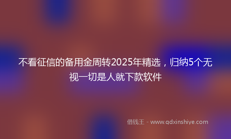 不看征信的备用金周转2025年精选，归纳5个无视一切是人就下款软件