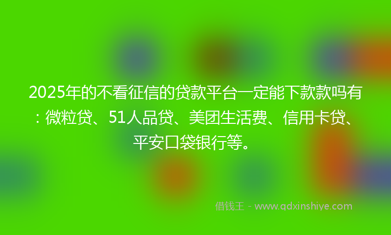 2025年的不看征信的贷款平台一定能下款款吗有：微粒贷、51人品贷、美团生活费、信用卡贷、平安口袋银行等。