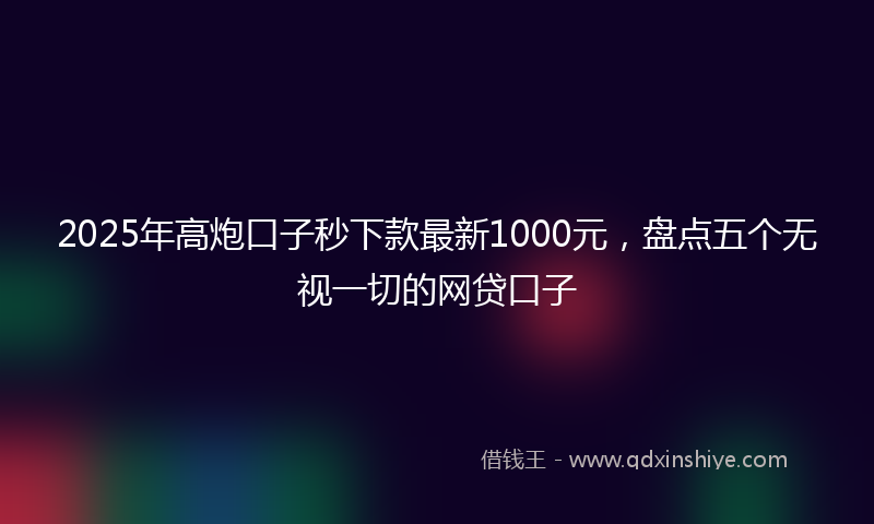 2025年高炮口子秒下款最新1000元，盘点五个无视一切的网贷口子