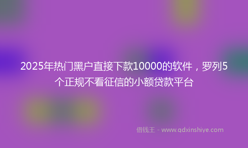 2025年热门黑户直接下款10000的软件，罗列5个正规不看征信的小额贷款平台