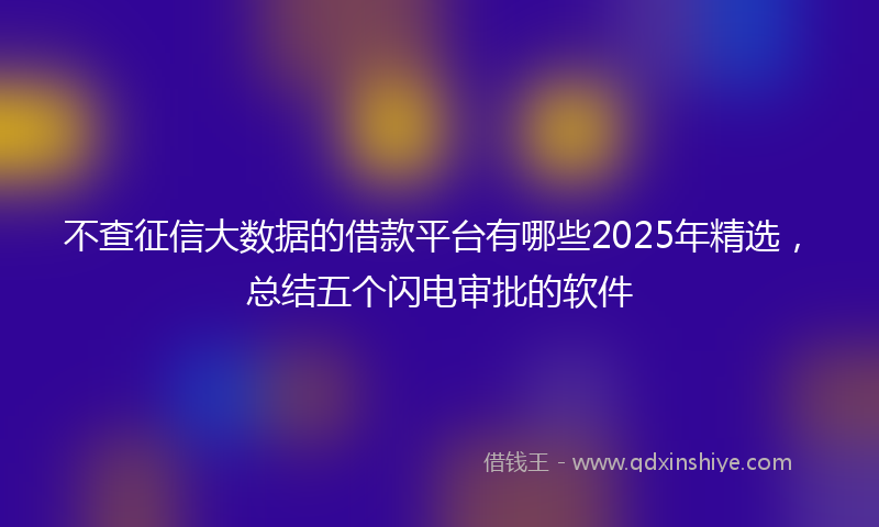 不查征信大数据的借款平台有哪些2025年精选，总结五个闪电审批的软件