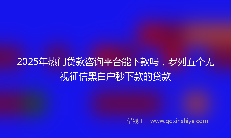 2025年热门贷款咨询平台能下款吗，罗列五个无视征信黑白户秒下款的贷款