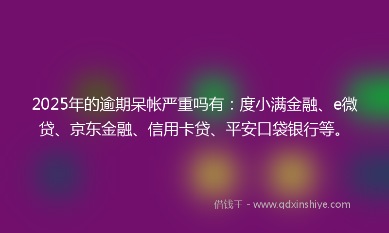 2025年的逾期呆帐严重吗有：度小满金融、e微贷、京东金融、信用卡贷、平安口袋银行等。