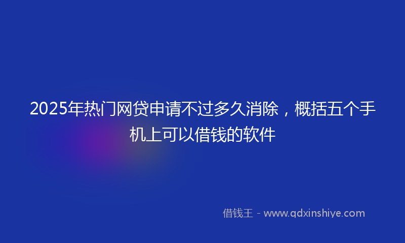 2025年热门网贷申请不过多久消除,概括五个手机上可以借钱的软件