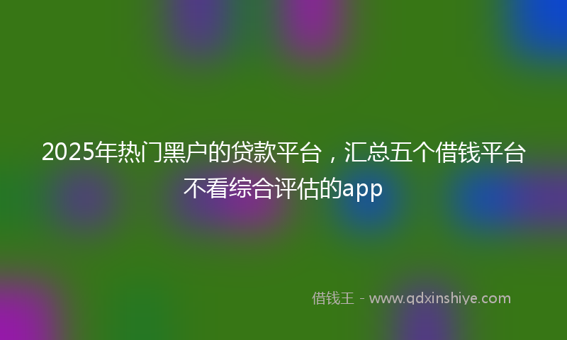 2025年热门黑户的贷款平台，汇总五个借钱平台不看综合评估的app
