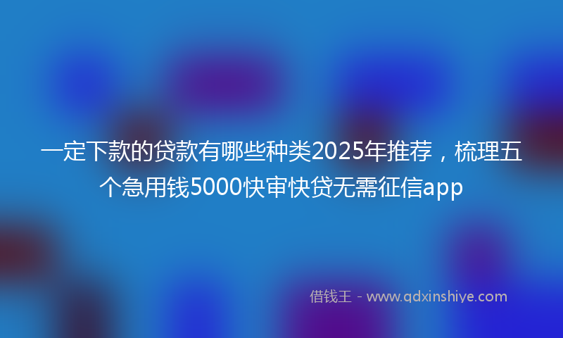 一定下款的贷款有哪些种类2025年推荐，梳理五个急用钱5000快审快贷无需征信app