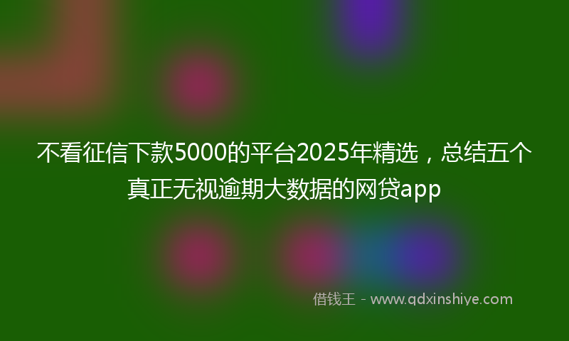不看征信下款5000的平台2025年精选，总结五个真正无视逾期大数据的网贷app