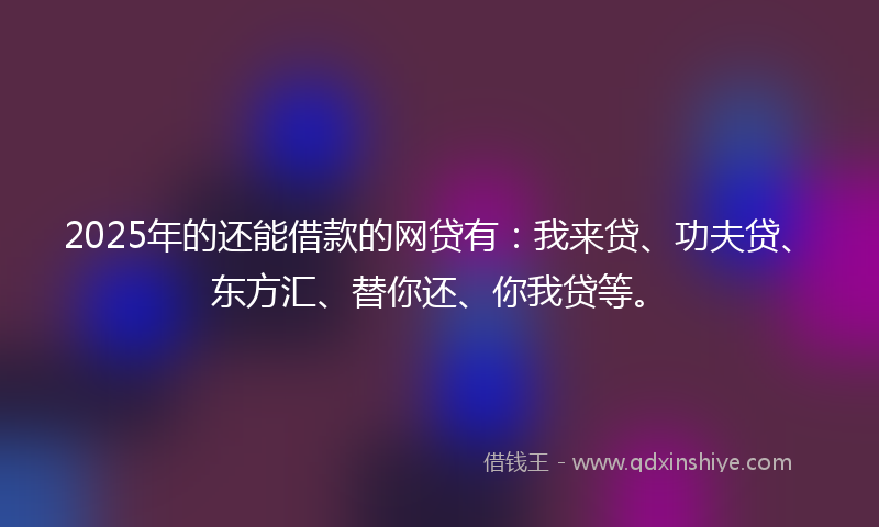 2025年的还能借款的网贷有：我来贷、功夫贷、东方汇、替你还、你我贷等。