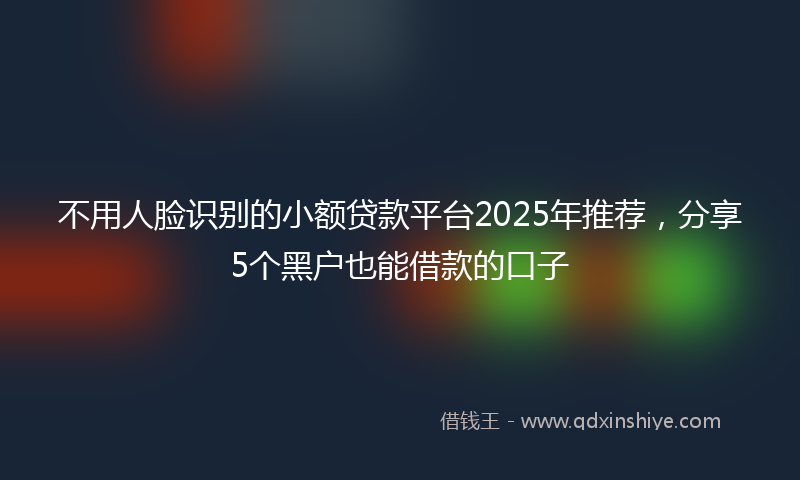 不用人脸识别的小额贷款平台2025年推荐，分享5个黑户也能借款的口子