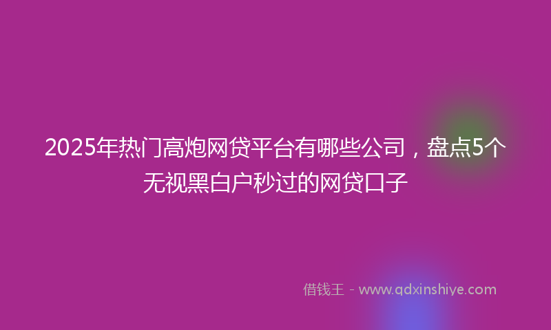 2025年热门高炮网贷平台有哪些公司，盘点5个无视黑白户秒过的网贷口子