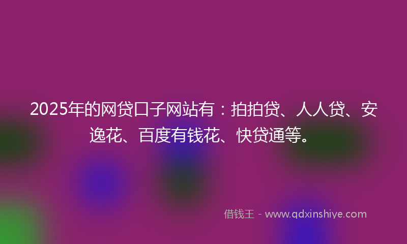 2025年的网贷口子网站有：拍拍贷、人人贷、安逸花、百度有钱花、快贷通等。