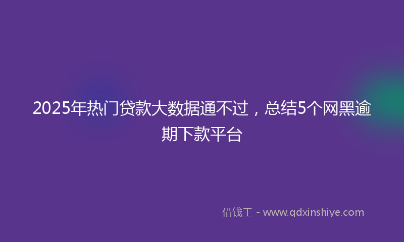 2025年热门贷款大数据通不过，总结5个网黑逾期下款平台