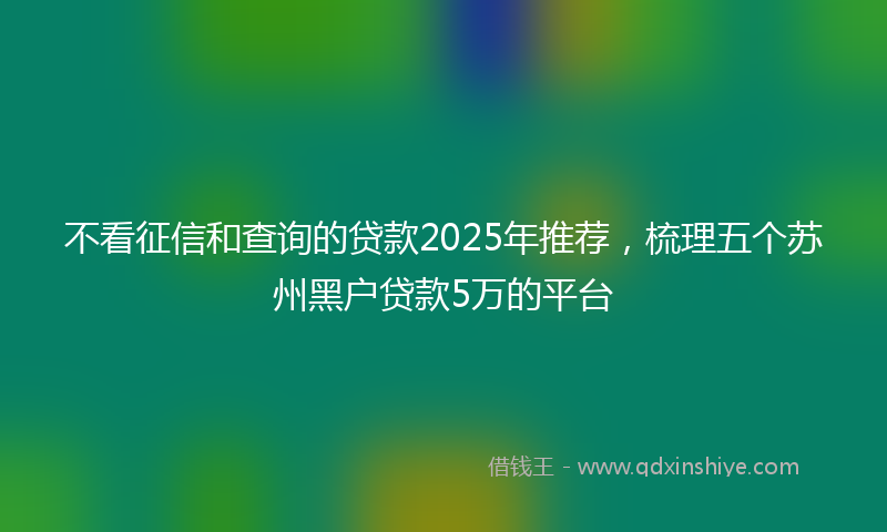 不看征信和查询的贷款2025年推荐，梳理五个苏州黑户贷款5万的平台
