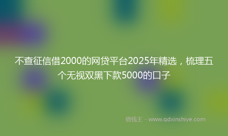 不查征信借2000的网贷平台2025年精选，梳理五个无视双黑下款5000的口子