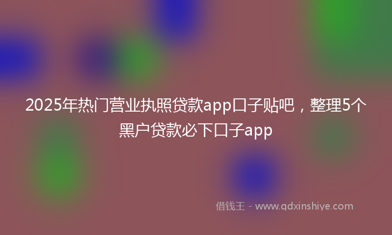 2025年热门营业执照贷款app口子贴吧，整理5个黑户贷款必下口子app