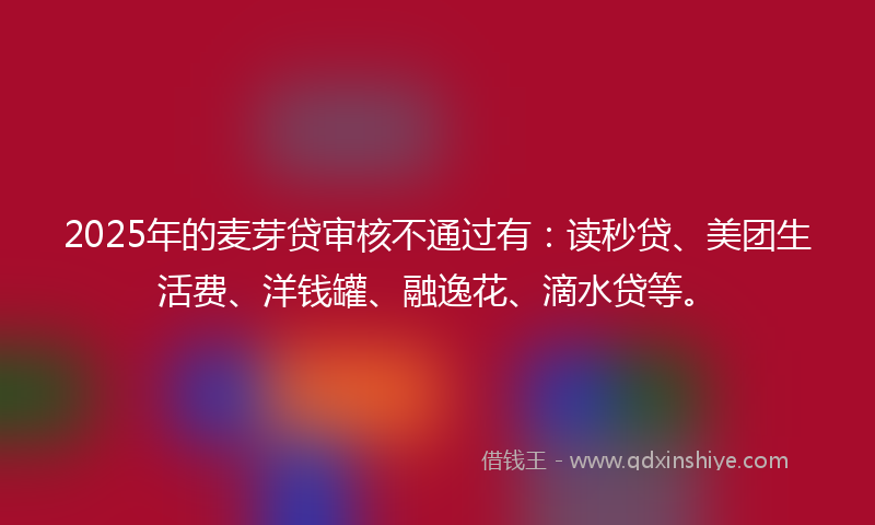 2025年的麦芽贷审核不通过有：读秒贷、美团生活费、洋钱罐、融逸花、滴水贷等。