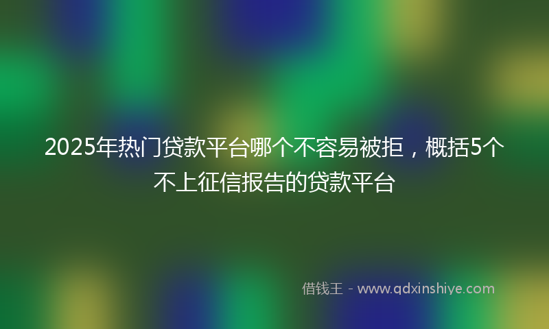 2025年热门贷款平台哪个不容易被拒，概括5个不上征信报告的贷款平台
