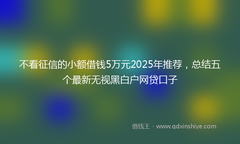 不看征信的小额借钱5万元2025年推荐，总结五个最新无视黑白户网贷口子