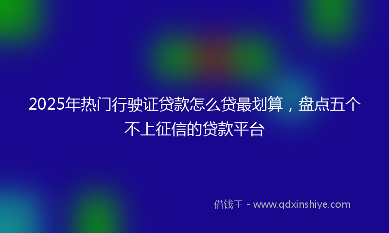 2025年热门行驶证贷款怎么贷最划算，盘点五个不上征信的贷款平台