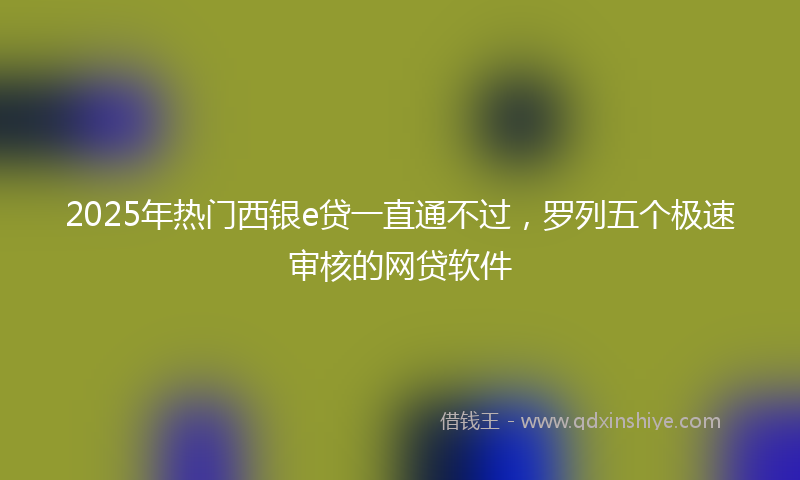 2025年热门西银e贷一直通不过，罗列五个极速审核的网贷软件