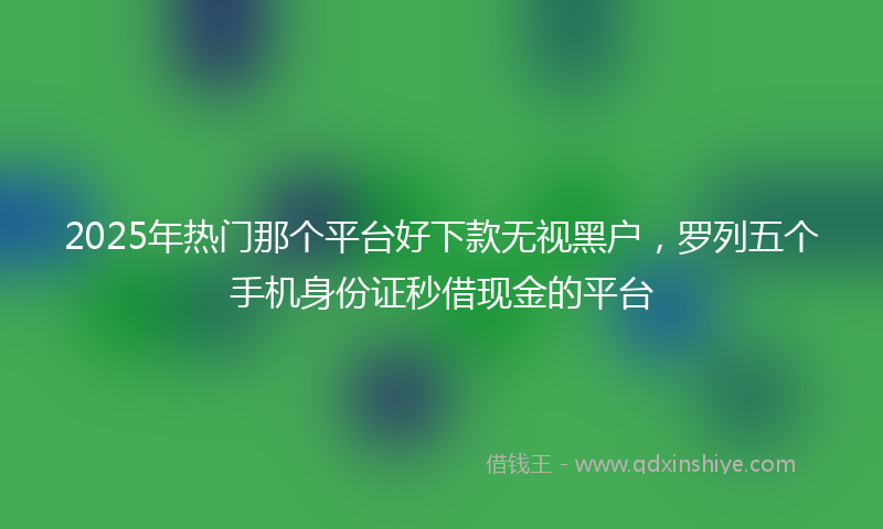 2025年热门那个平台好下款无视黑户，罗列五个手机身份证秒借现金的平台