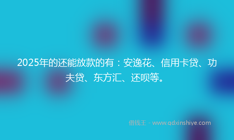 2025年的还能放款的有：安逸花、信用卡贷、功夫贷、东方汇、还呗等。