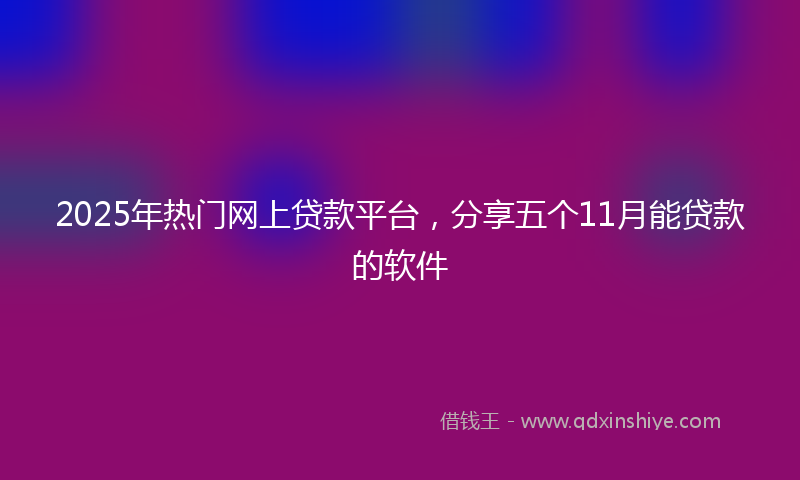 2025年热门网上贷款平台，分享五个11月能贷款的软件