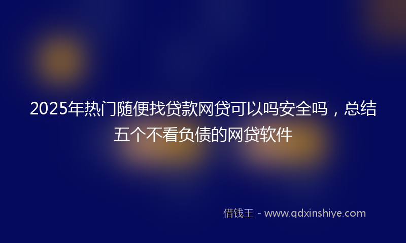 2025年热门随便找贷款网贷可以吗安全吗，总结五个不看负债的网贷软件