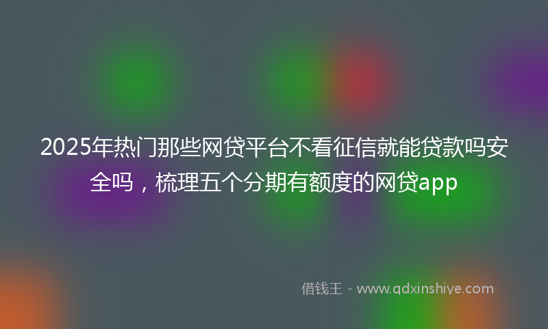 2025年热门那些网贷平台不看征信就能贷款吗安全吗，梳理五个分期有额度的网贷app