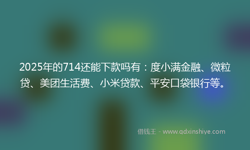 2025年的714还能下款吗有：度小满金融、微粒贷、美团生活费、小米贷款、平安口袋银行等。