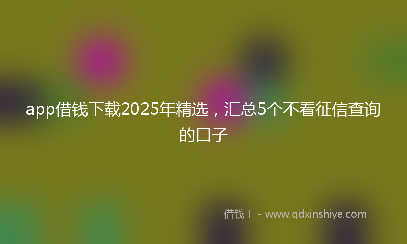 app借钱下载2025年精选,汇总5个不看征信查询的口子