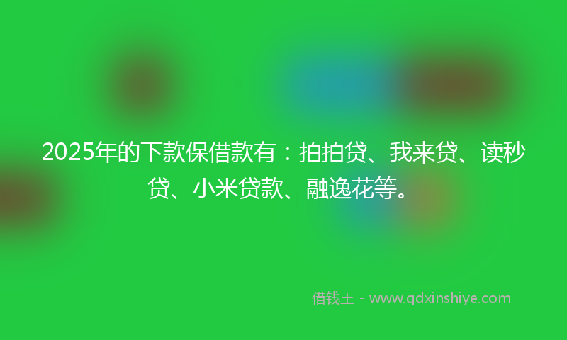 2025年的下款保借款有：拍拍贷、我来贷、读秒贷、小米贷款、融逸花等。