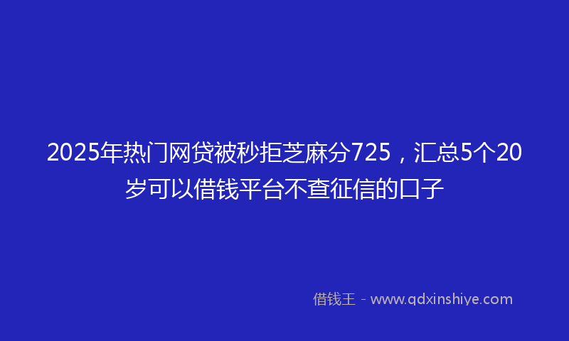 2025年热门网贷被秒拒芝麻分725，汇总5个20岁可以借钱平台不查征信的口子