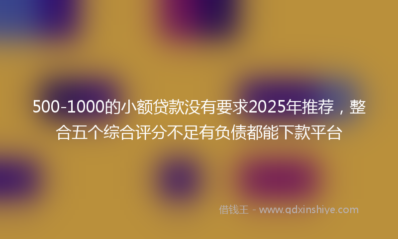 500-1000的小额贷款没有要求2025年推荐，整合五个综合评分不足有负债都能下款平台