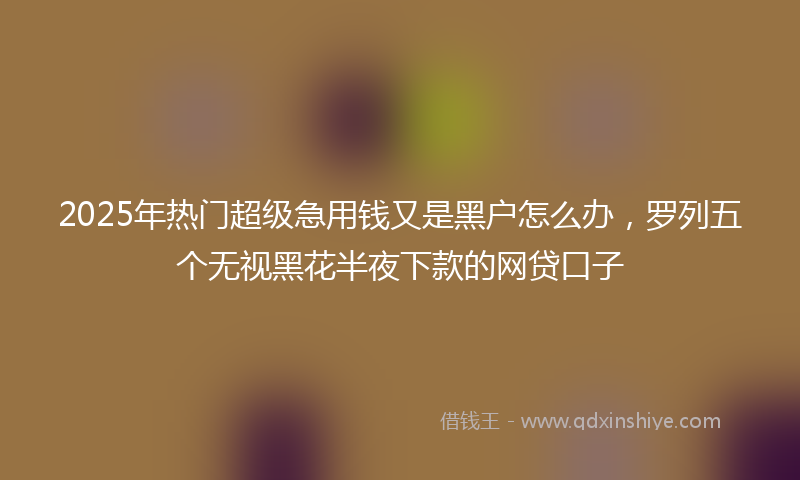 2025年热门超级急用钱又是黑户怎么办，罗列五个无视黑花半夜下款的网贷口子