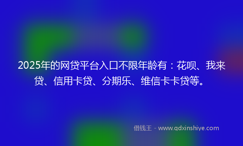 2025年的网贷平台入口不限年龄有：花呗、我来贷、信用卡贷、分期乐、维信卡卡贷等。