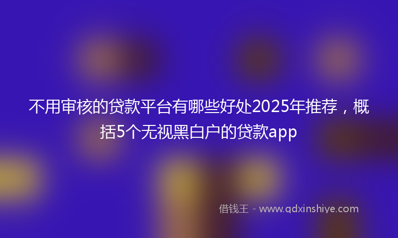 不用审核的贷款平台有哪些好处2025年推荐，概括5个无视黑白户的贷款app